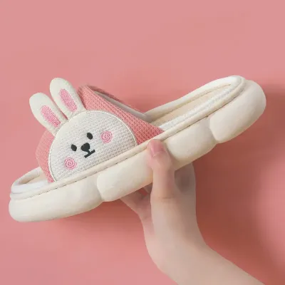 FOUR SEASONS THICK-SOLED COTTON AND LINEN SLIPPERS 
